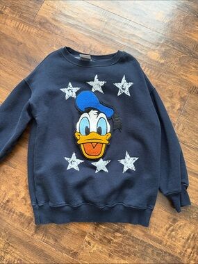 Donald Duck Patch Navy Crewneck Sweatshirt